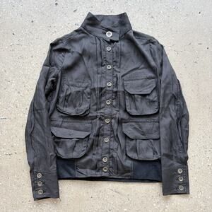 Edge On All Black Cupro Utility Bomber Japanese Jacket